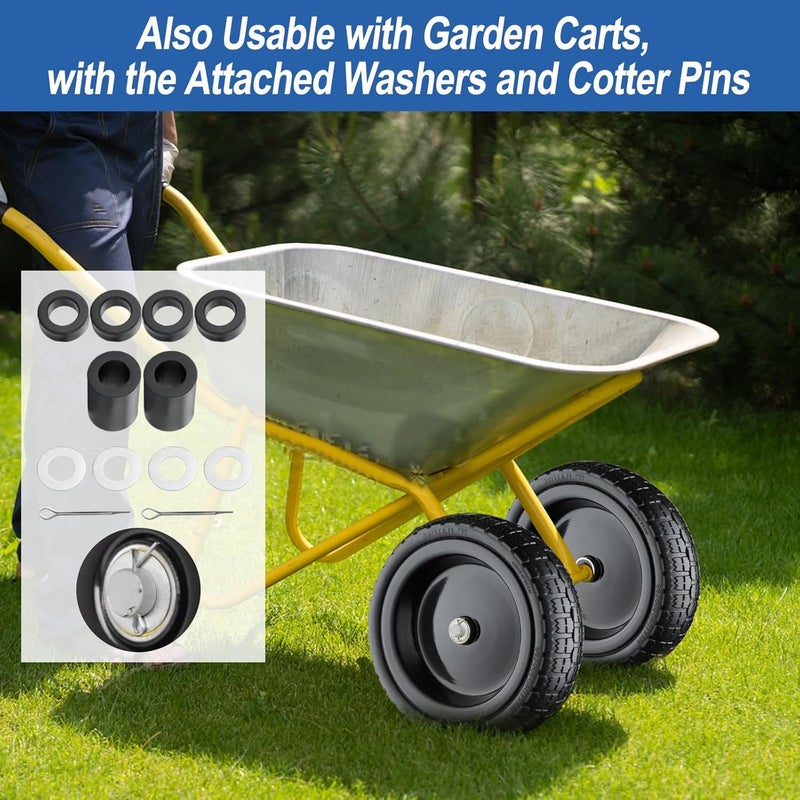 Cubesprings Wheelbarrow Tires 4.00-6 Flat Free 13” Universal Wheel Replacement for Gor Garden Cart with 5/8" or 3/4" Bearings, Solid 4.00-6 Tire and Wheel Replacement for Wheelbarrow Garden Cart - Image 5